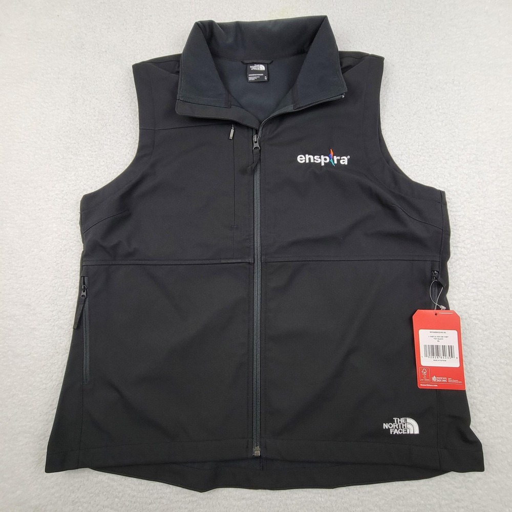 North Face Castle Rock Vest Womens‎ XL Black Softshell Enspira Logo Full Zip